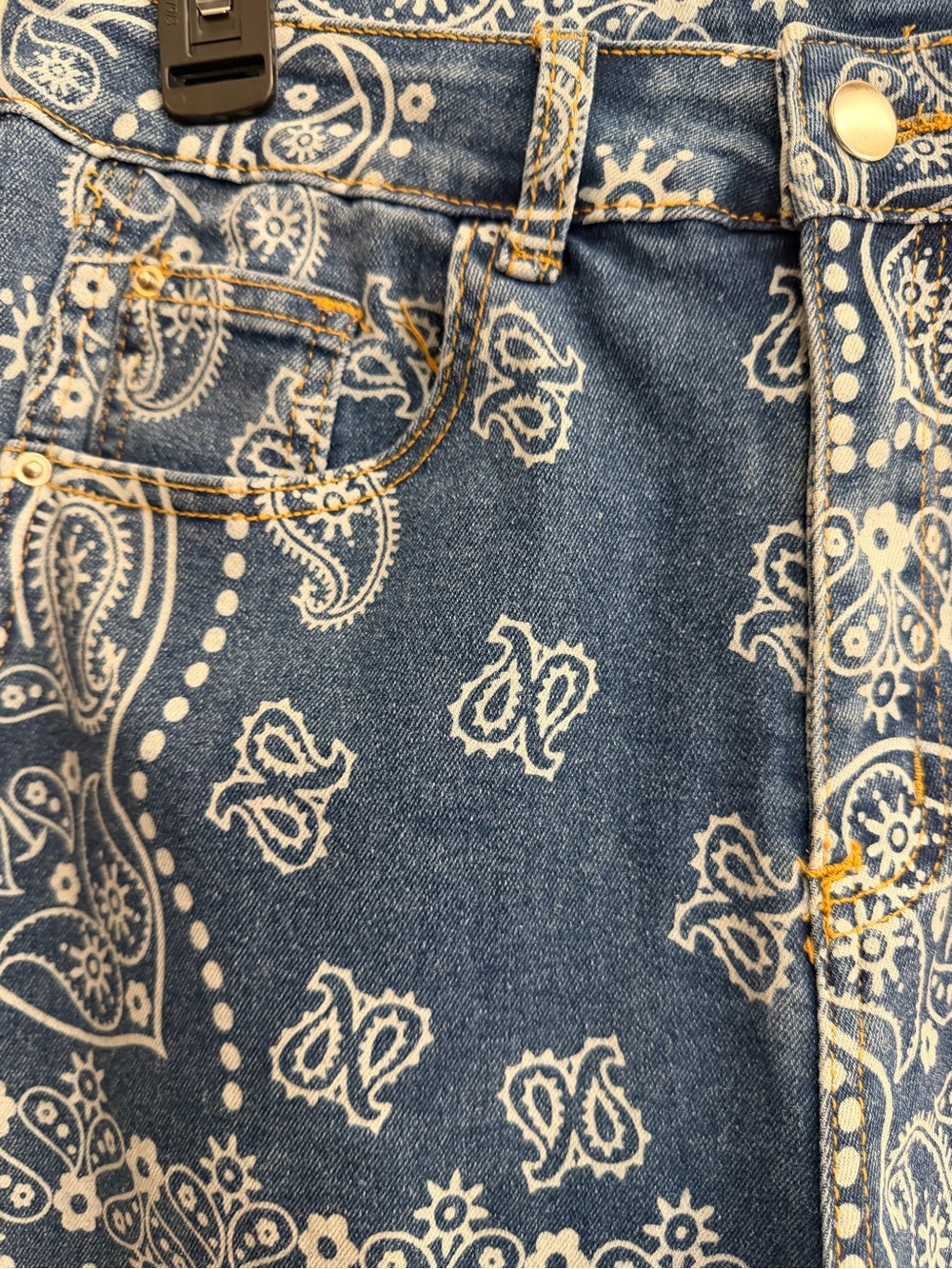 Loveimgs Wide Leg Bandana Print Jeans - Blue Size M - Picture 3 of 5